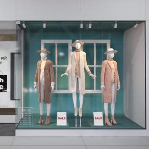 北欧商场服装店 橱窗 模特 衣服